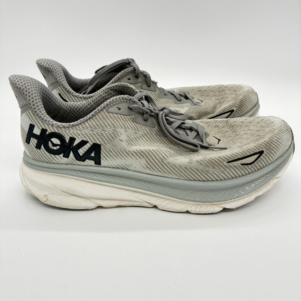 HOKA ONE ONE Clifton 9 Mens Size 12.5 D Harbor Mist Gray Running Shoes 1127895